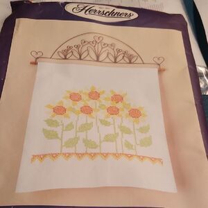 Herrschner's Sunflower Cross Stitch Kit Outer bag opened Inside bag unopened